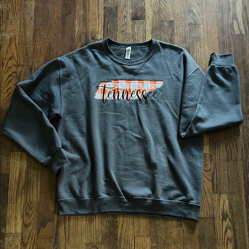 Jerzees Dark Gray Tennessee Graphic Crewneck Sweater